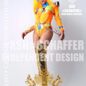 Heart Set Hui Nightclub Bar Gogo Women’s Fluorescent Flame 2022 New Set DS Atmosphere Patrol Performance Dress Halloween