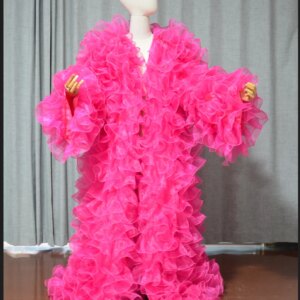 Amazing Layered Organza Long Jacket Puffy And Long Full Sleeves Cape Vest Outfit Party fashion stage drag queen Coat cloak