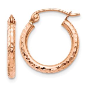 14k Rose Gold Lightweight Diamondcut Hoop Earrings