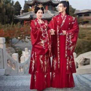Chinese Hanfu Wedding Dress For Couples Photography Cosplay Costume Ancient Chinese Wedding Hanfu Dress Red Sets For Men&Women