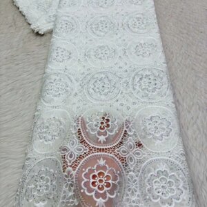 White Lace Fabric 2025 High Quality Lace 5 Yards Bridal Lace Fabrics Luxury Stones Fabric African Lace Dresses for Woman Q363-1