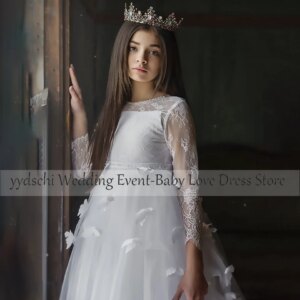 Customized Lace White 2025 Girls Flower Girl Dress Bridesmaid Dresses Puffy Party Dresses Formal Princess Gowns Wedding Party