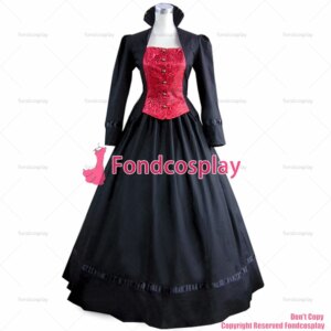 fondcosplay Gothic Lolita Punk Medieval Gown Violet Ball Long Evening black cotton Dress Cosplay Costume CD/TV[CK1362]