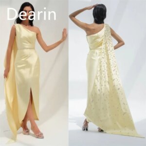 Customized Evening Dress Prom Gown Party Occasion Women YPMWZX One-shoulder Column Ankle Length Skirts Vertically Bespoke Occasi