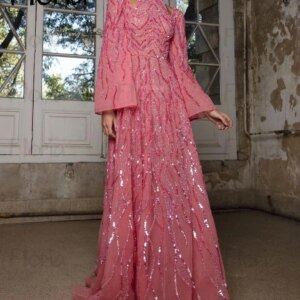 Muslim Shiny Pink A Line Prom Dress Lantern Sleeve Wedding Night Gowns Robe de Mariée 2024 Graduation Party Dresses Customize