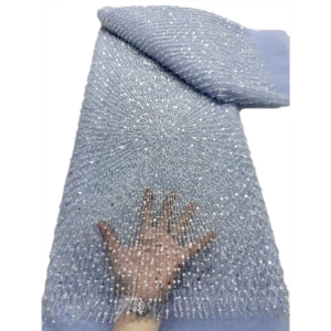 Luxury Bead Tube Embroidery African Lace Fabric 2025 High Quality French Sequined Tulle Fabric For Nigerian Wedding Party