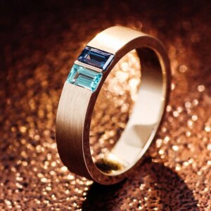 Provence Minimalist Ring for men 14K18K Gold Blue Lab Gemstone Satin Finish Engagement ring Classic Wedding Ring Jewelry Custom