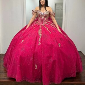 Red Shiny Princess Quinceanera Dresses Off Shoulder Applique Lace Beading Crystal Sweet 16 Dress Ball Gown Vestidos De 15 Anos