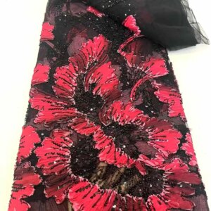 African Light Luxury Tulle Lace Fabric 5yards 2025 New High Quality Nigerian Sequins Beads Tulle Lace Fabric For Sew Wedding