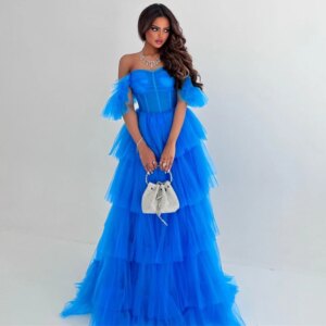 Customized Exquisite Off-the-shoulder Ball Gown Party Dresses Organza Formal Occasion Evening Eid Evening Dresses Long Luxury C