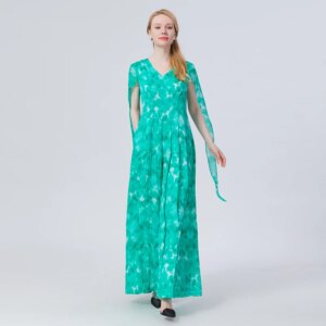 Love 2022 Autumn Women Holiday Sleeveless V-Neck Jumpsuits Ladies Boho Tie dye Bodysuit Wide Leg Loose Long Pants Trousers KE579