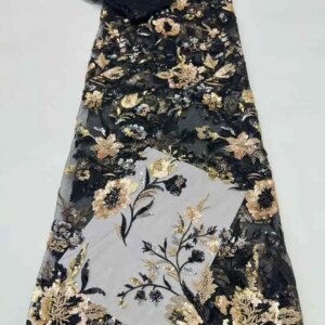 New Design African Beaded Lace Fabric 2025 High Quality French Sequins Lace Fabric Wedding Nigerian Lace Fabrics 5 Yards Sewing