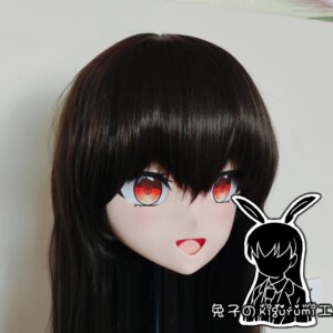 (RB271)Full Head Handmade Female Resin Cosplay Japanese Role Play Reiuji Utsuho Kigurumi Mask Crossdresser Doll Transgender Mask