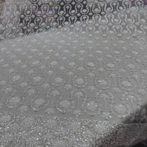 Wholesale High Quality African French Beaded Lace Fabric 2025 Sewing Sequins Embroidery Nigeria Lace Fabric for Party Dresses