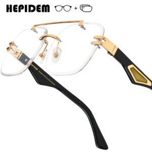 HEPIDEM Progressive Prescription Glasses Custom Photochromic Myopia Optical Lenses Men Luxury Buffalo Horn Eyeglasses 0042