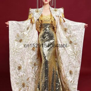 China-Chic Catwalk High-end Elegant Stage Performance Clothes Chinese Style Sexy Performance Host Long Temperament Dress Han Fu