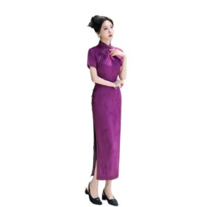 Cheongsam new Chinese female sense of daily national style dress temperament long
