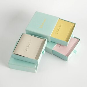 Luxury Custom Printed Jewelry Gift Set White Cardboard Drawer Box PU Leather Envelope with Ring Pouch Wedding Earrings Packaging