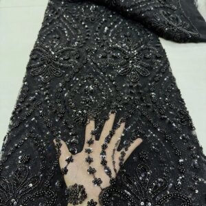 2025 New Tulle Lace Fabric With Sequence Wedding Dress Fabric Sequins Beaded Tulle Lace African French Lace Mesh Net For Sewing