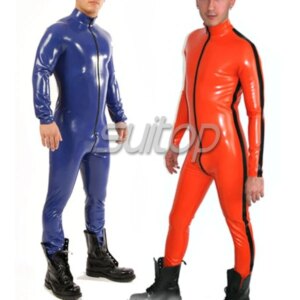 Suitop dark blue latex catsuit for men
