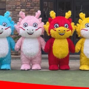 2m/2.6m Adult Smiling Dragon Mascot Costume Giant Inflatable Suit Furry Dragon Blow Up Outfit for Events Party