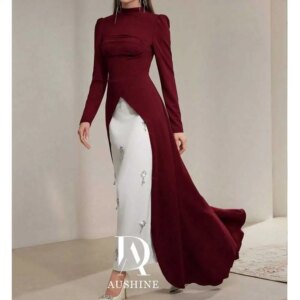 Aushine Customized Birthday Evening Dress Ankle Length Full Sleeves Summer Elegant Wedding Party Gowns For Women Arab 2024