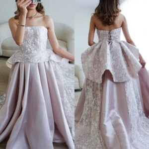 Customized Sparkle Exquisite Evening Jersey Applique Flower Draped Clubbing A-line Strapless Bespoke Occasion Party Gown Women