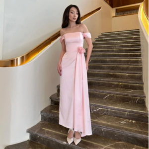 Customized A-line Off-the-shoulder Flowers Prom Gowns Ankle-length Jersey Evening Dresses فساتين للمناسبات الخاصة