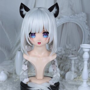 Customize Character Female/Girl Resin Kig Full Head With Lock Anime Cosplay Japanese Anime Kigurumi Mask