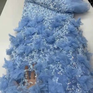 French Lace Fabric 3D Flower 2025 Latest African Lace Fabric for Sewing Nigerian Bridal Wedding Dresses ZX