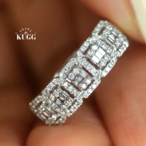 KUGG 100% 18K White Gold Rings Women 0.32carat Real Natural Diamond Engagement Ring Fashion Shiny Design High Wedding Jewelry