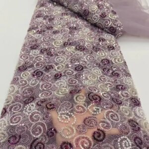 Panhua Bead Cord Embroidery + Sequin Embroidery Fairy Style Evening Dress Women’s Skirt Fashion Bead Wedding Sewing 5 Yards