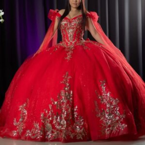 Red Quinceanera Dresses Off Shoulder Ball Gown Sweet 16 Dress Gold Applique Lace Beads Bow Tull Birthday Party Vestidos 15 De
