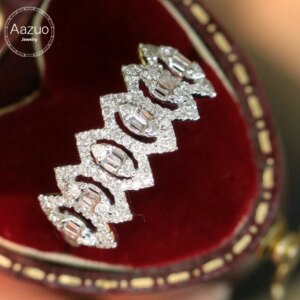Aazuo Real Jewerly 18K White Gold Natural Diamond 0.40ct Luxury Horse Eyes Lines Rings Upscale Trendy Senior Party Fine Jewelry