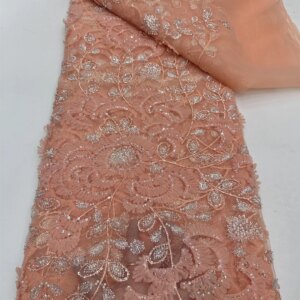 New Design Beautiful 3D Nigerian African Tulle Lace Fabric 2025 High Quality Sequin Beaded Embroidery Lace French Lace For Dress