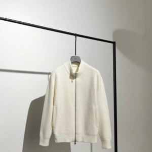 New men’s simple casual advanced sense cardigan two-way zipper stand collar knit cardigan coat