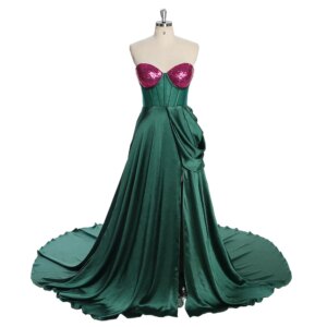 Sweetheart High Slit Evening Gown with Sweep Train Women’s Christmas Party Dress YEWEN YW231017
