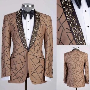 Luxury Beaded Wedding Tuxedos 1 Piece Set Jacket One Button Men Suit Classic Fit Customized Groom Wear Party Evening Suits