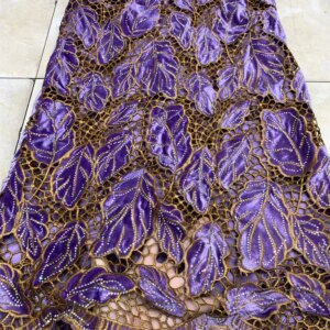 Purple Velvet Lace Fabric 2024 High Quality Lace Luxury Fabric 5 Yards Promotion French Lace Fabric With Stones For Dress A401-1