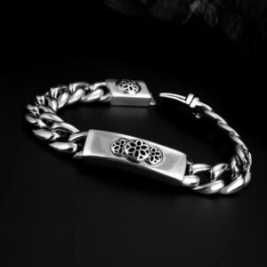 S925 sterling silver bracelet smooth 12mm trendy men’s chain personalized punk fashion boyfriend gift