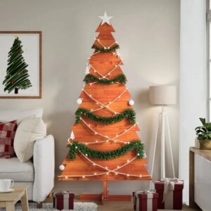 Wooden Christmas Tree Wax brown Solid Pinewood 70.9 in height
