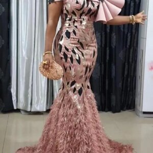 Fashion Mermaid Trumpet Feather Sequined Appliques Wedding Guest Evening Cocktail Prom Dresses for Bride Customize