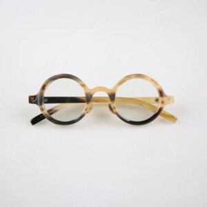 Eyeglass Frames Unique Retro Vintage Round Clear Handmade Honey Black Horn Prescription Man Glasses Frames Lenses Eyeglasses