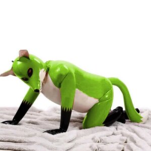 Gummi 100% Latex Rubber Fox uniform aufblasbarer Anzug Dekoratives Weiß Feste Cosplay