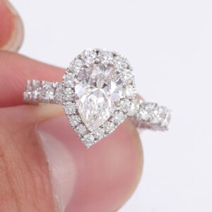 Provence 18K white gold wedding ring custom 1.4CT pear cut lab dimond engagement ring for women luxury teardrop Anniversary ring