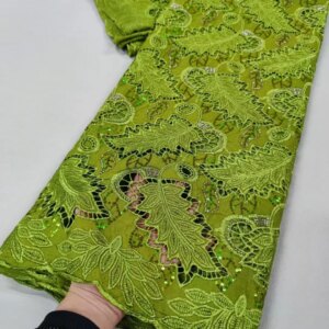Luxurious Nigerian African Beaded Lace Fabric High Quality Organza Embroidery African French Lace Fabric for Sewing Dress Q364-1
