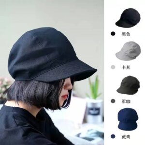 PEAKED CAP Fashion all-matching canvas hat Artsy Women’s sunscreen
