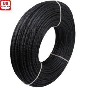 3/16 Black Stainless Steel Wire Rope 300ft T316 Aircraft Cable Railing System Deck Garden Fence String Lights 7×7 Construction