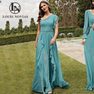 LOUIS NOVIAS Chiffon Bridesmaid Dresses Stunning Sexy One Shoulder Wedding Party Simple Tulle Vestidos De Luxo Para Festa