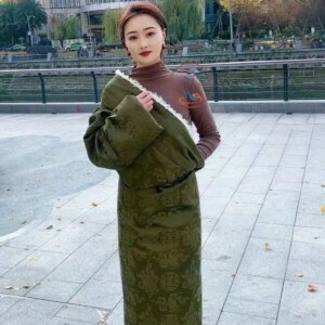 Tibetan Clothing Costumes Women’s Popular Winter New Robe Fleece-lined Thickened